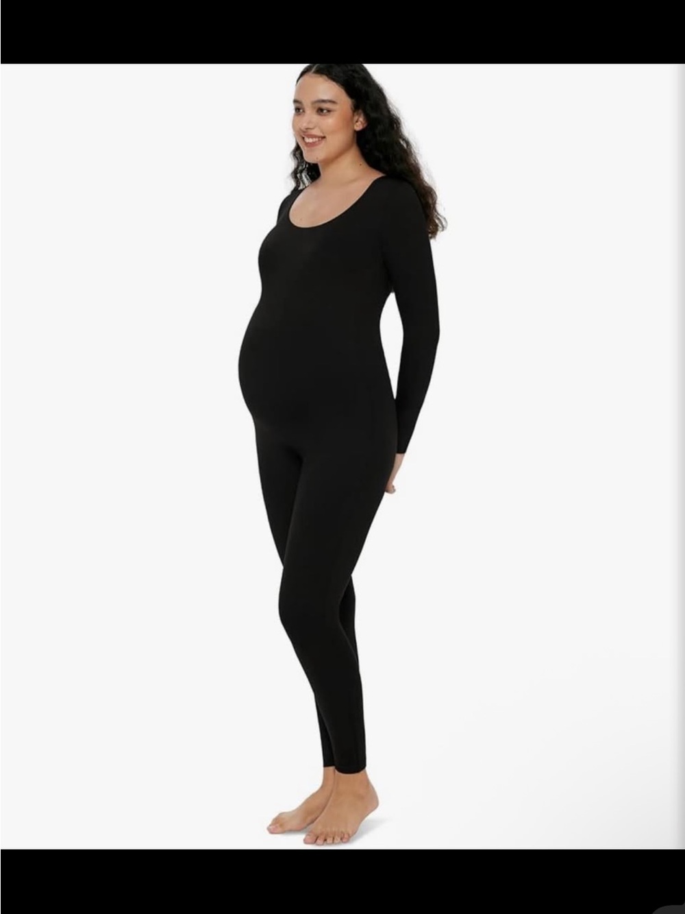 Angel Black Long-Sleeve Maternity Jumpsuit
